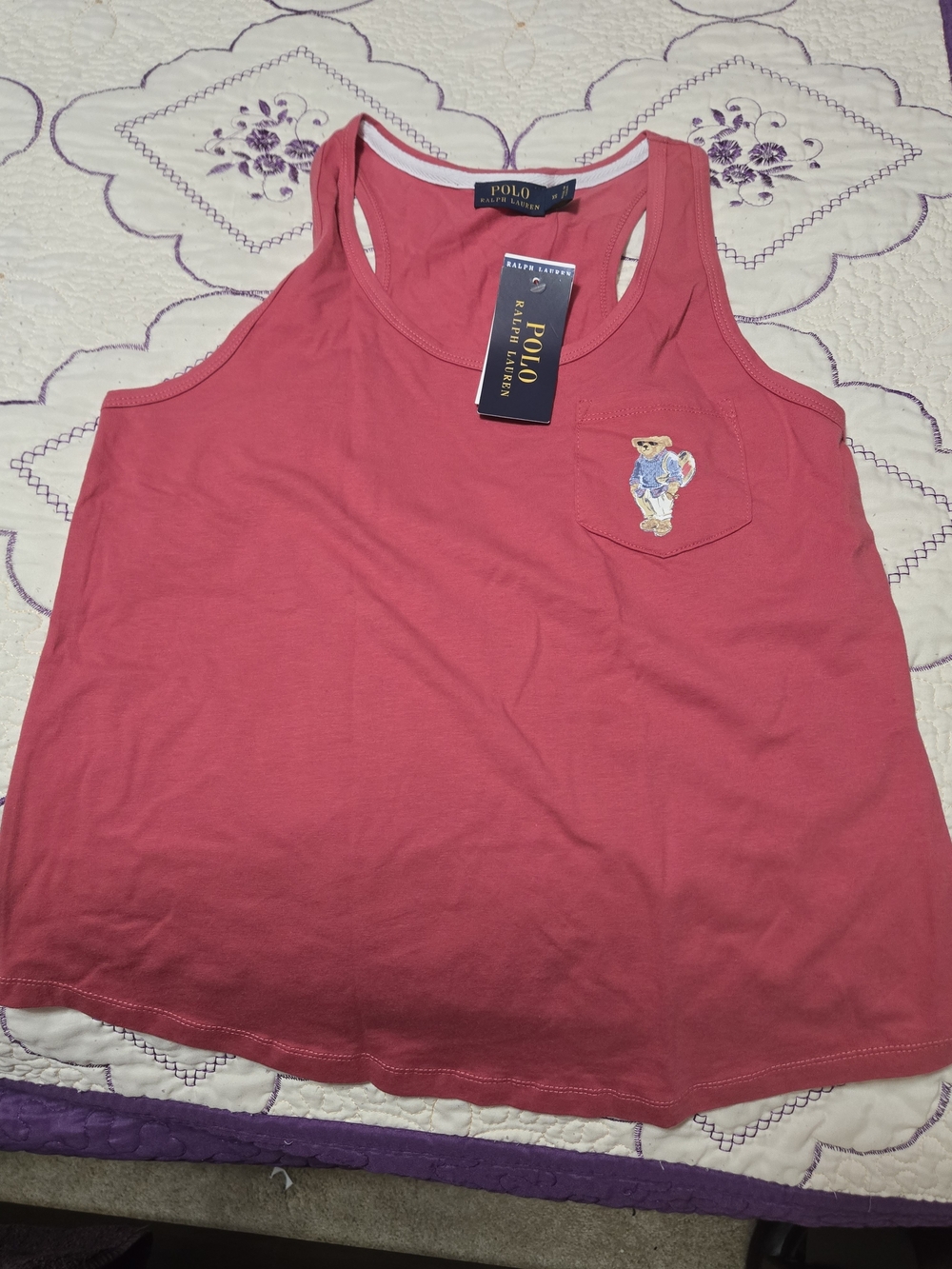 Polo by Ralph Lauren Pink Bear Pocket Tank Top